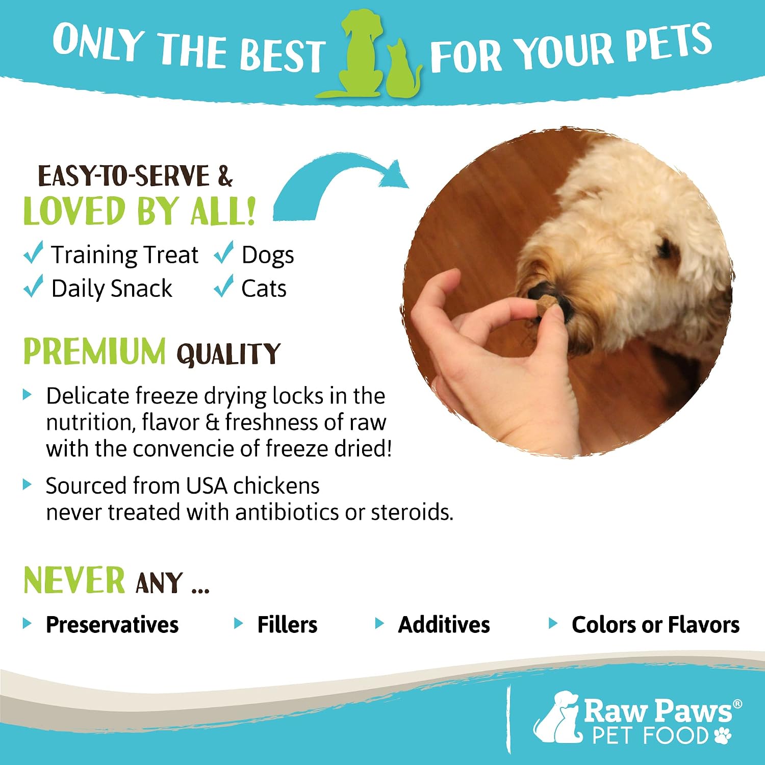 Raw Paws Freeze Dried Chicken Liver Dog & Cat Treats, 4-oz - Made in USA - Liver Treats for Dogs & Cats