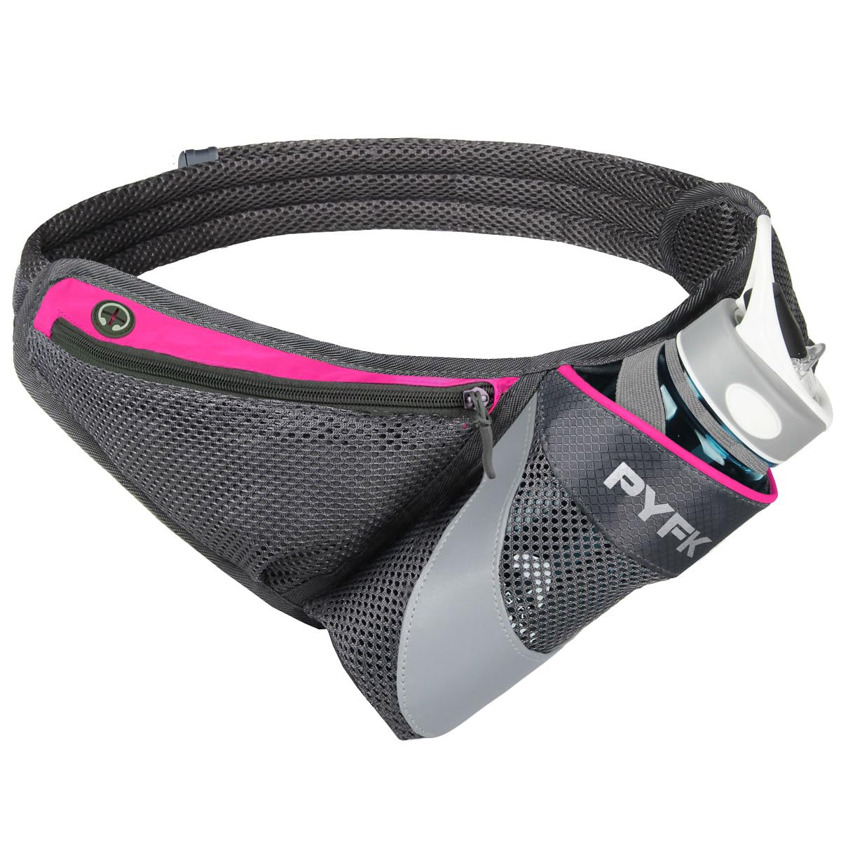 PYFK Running Belt Hydration Waist Pack with Water Bottle Holder for Men Women Waist Pouch Fanny Bag Reflective