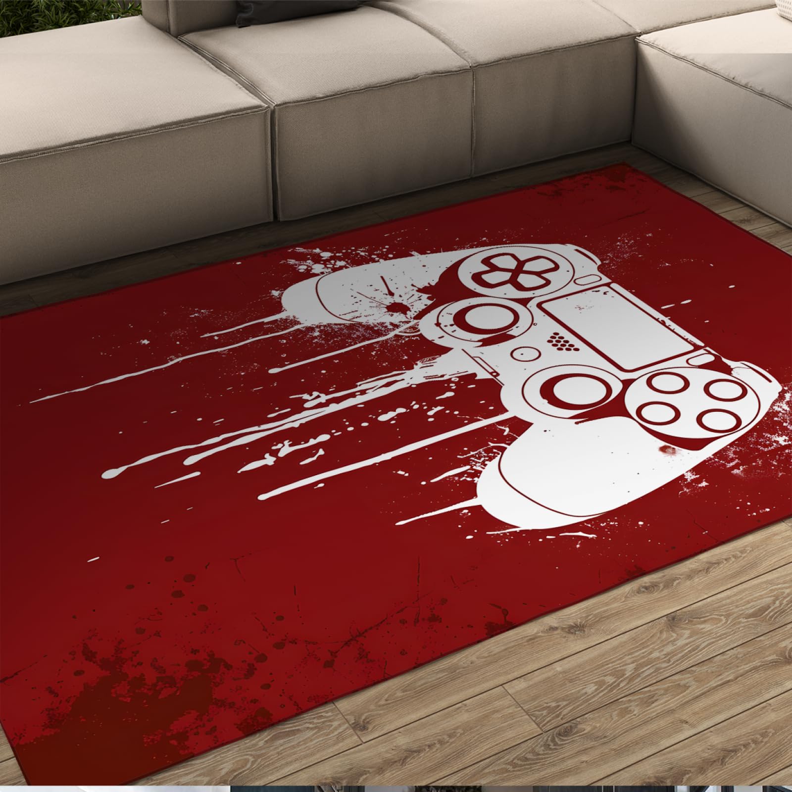 Tapis contrôleur de jeu déco chambre ado tapis rouge blanc doux