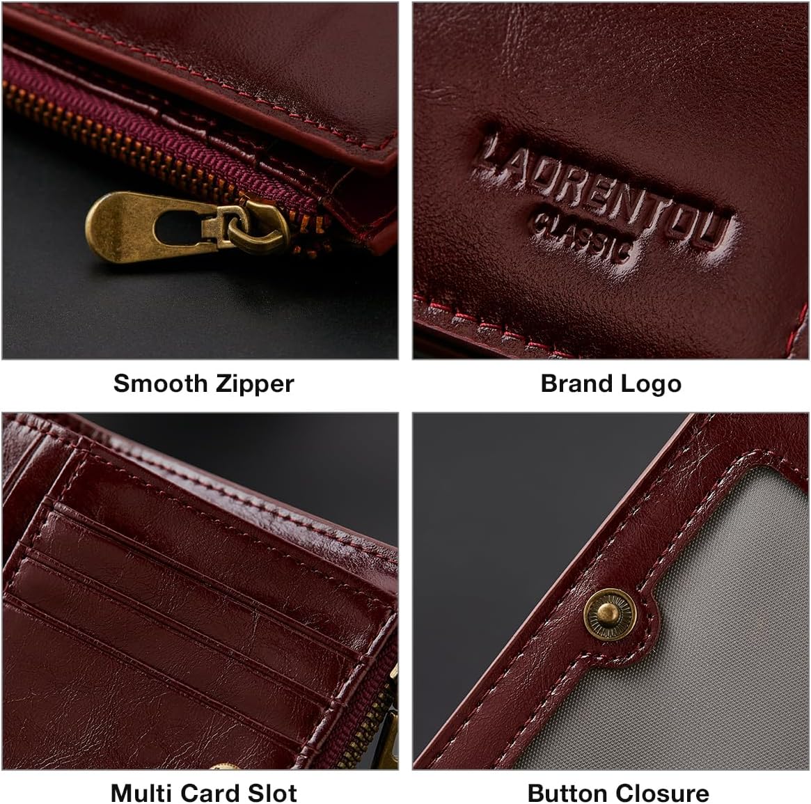 LAORENTOU Wallet for Men Genuine Leather Bifold Stylish Wallet with ID Window Credit Card Holder (Dark brown2) - Image 5