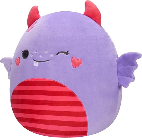 Miniatura 2 de Squishmallows Monstruo púrpura Atwater original de 12 pulgadas con aletas y mejillas de corazón, peluche oficial de Jazwares