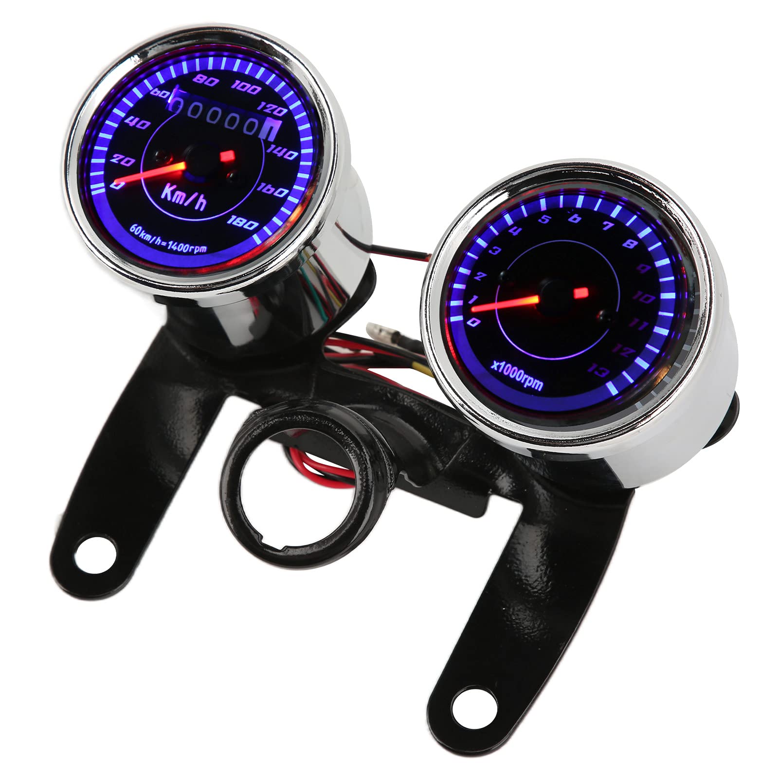 Contagiri per Moto Contachilometri Contachilometri 12V Retroilluminazione a LED, Robusto Materiale Metallico, Qualità Professionale, Misurazione Contachilometri 013000 Giri/min,