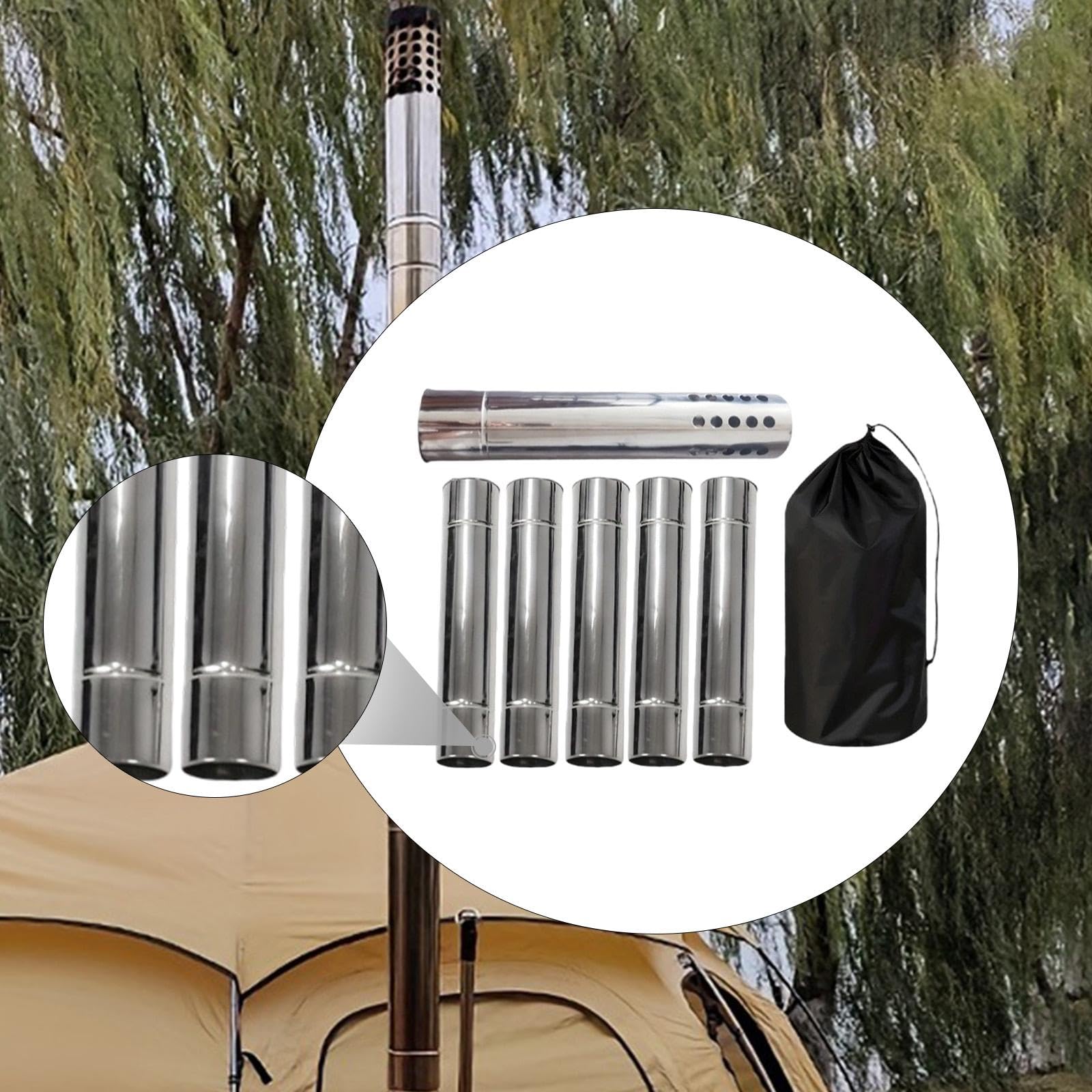 MERIGLARE 6 Tubos de para Estufa, Chimenea Recta Y Gruesa, Ideales para Estufas de Leña Y Tiendas de Campaña.