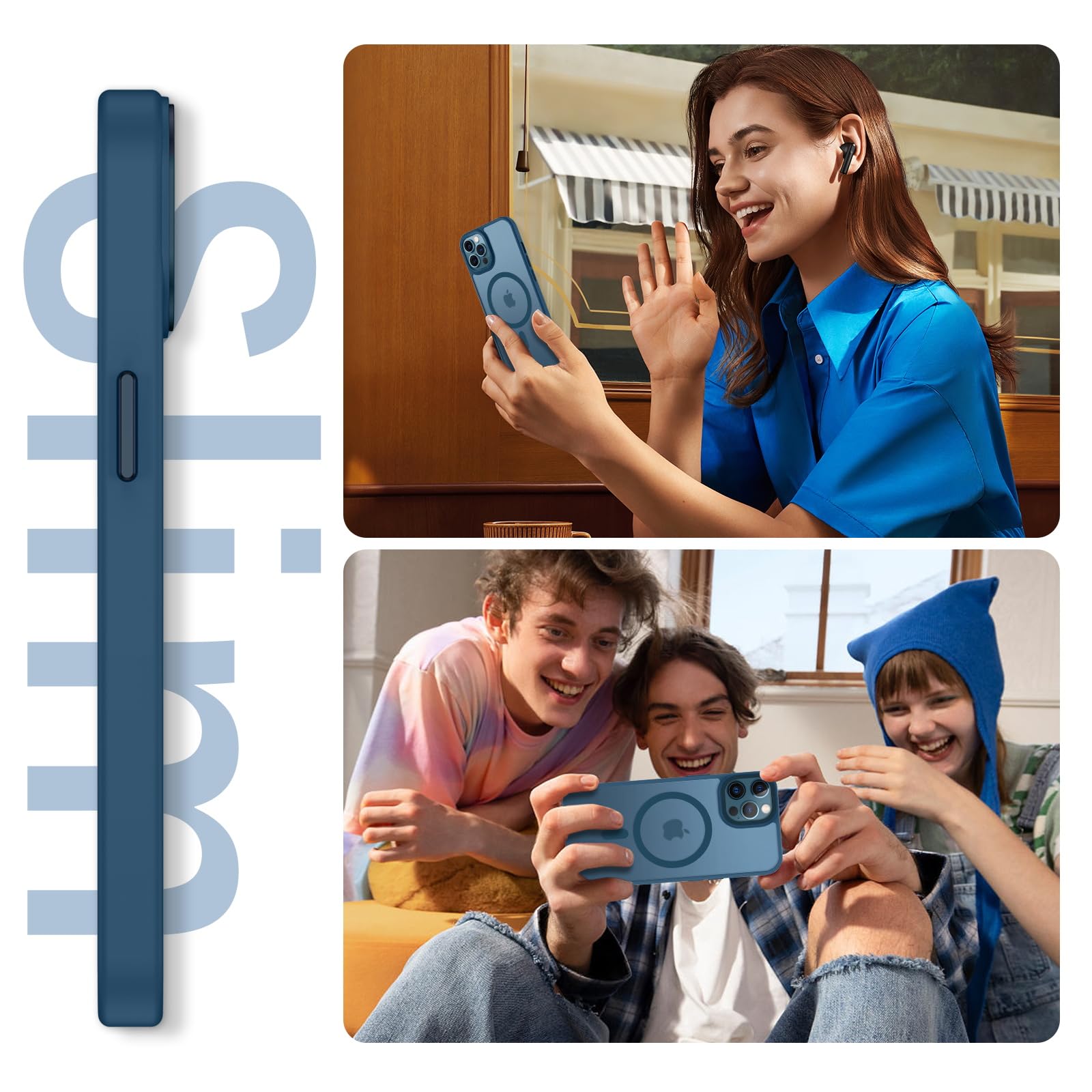 VENINGO Funda Para IPhone 12, Funda Para IPhone 12 Pro, Compatible Con MagSafe Con Anillo Magnético Giratorio De 360°, Parte Trasera Translúcida Mate, A Prueba De Golpes, Cubierta Protectora De TPU