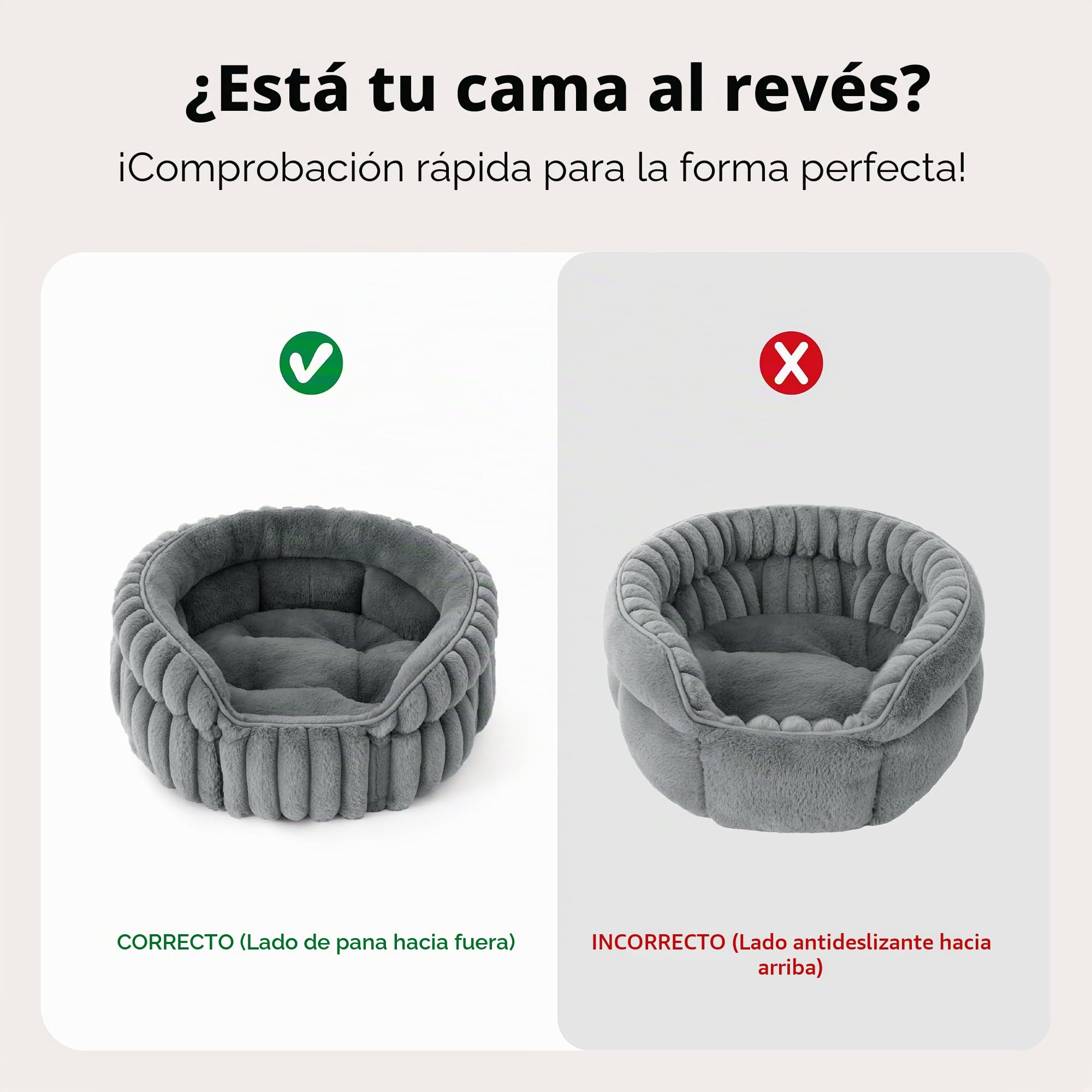 Bedsure Cama Gato Cama Cachorro Lavable Pana Polar, 51x51cm | Cama Gatito Redonda Estilo Abrazo Sueño Profundo Bordes Altos, Cojín Extraíble Reversible, Antideslizante, Gris