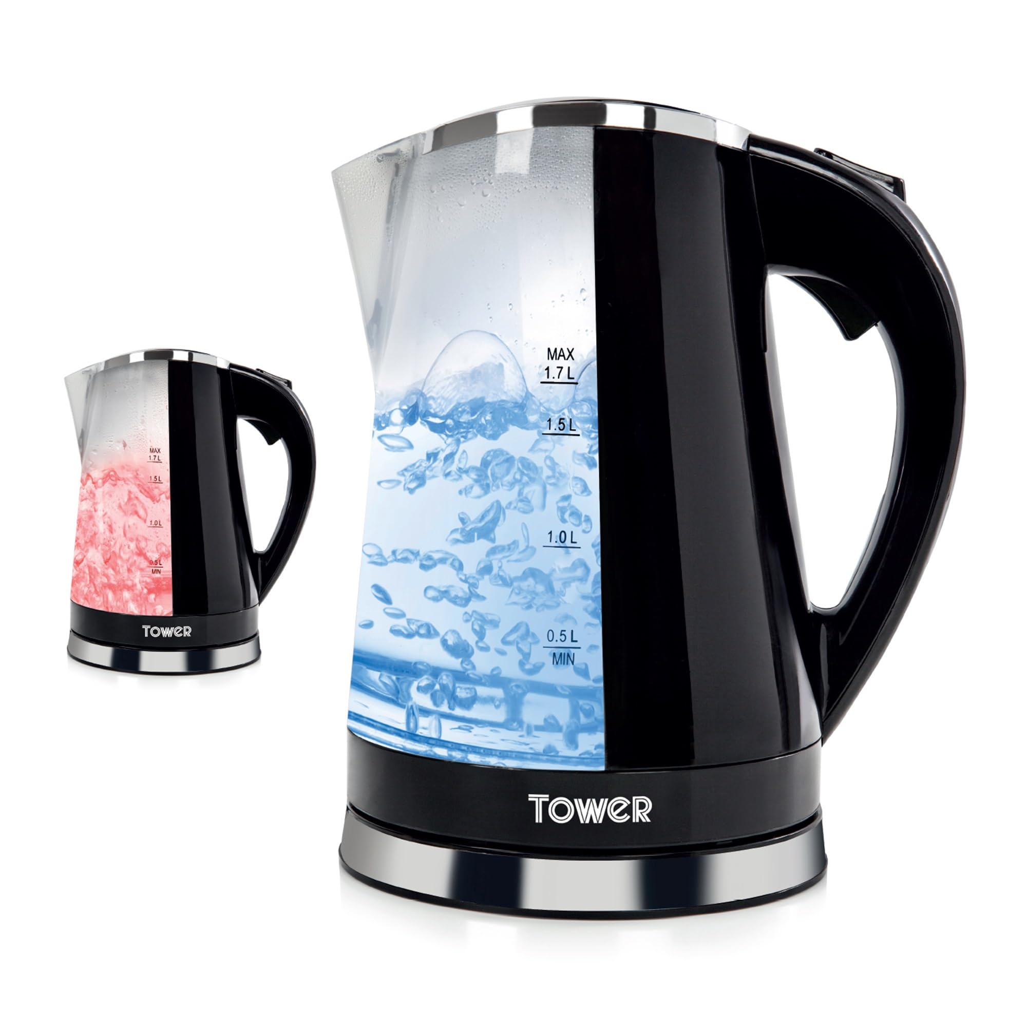 Tower T10012 LED Colour Changing Kettle, 1.7L, 2200W, Black NWT6915