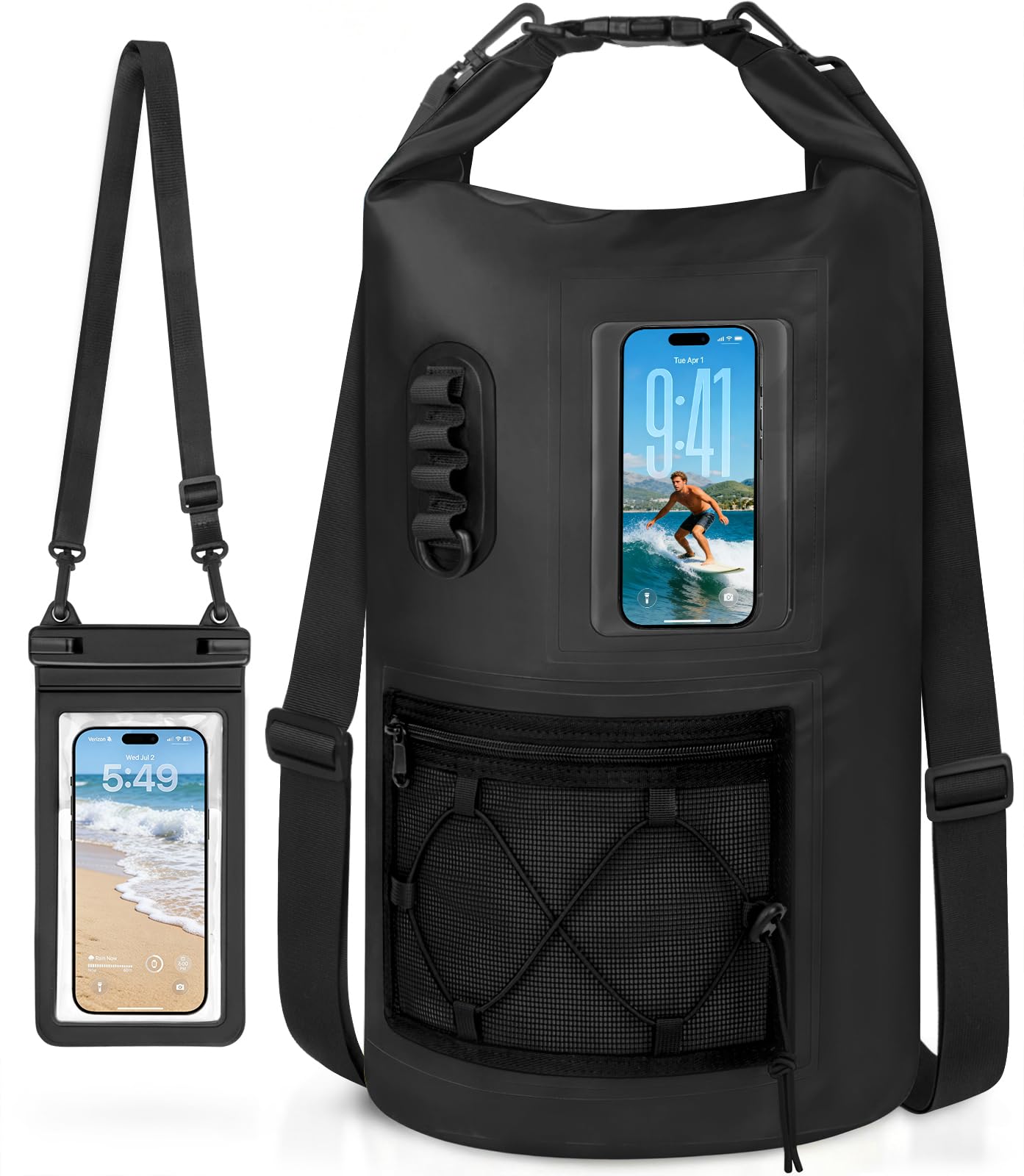 Dry Bag wasserdichte Tasche 20L/30L, Drybag Schwimmfähige Strandtasche, Wasserdichter Beutel Rucksack Con Handyhülle Wasserdicht für Schwimmen Camping Kajakfahren Angeln