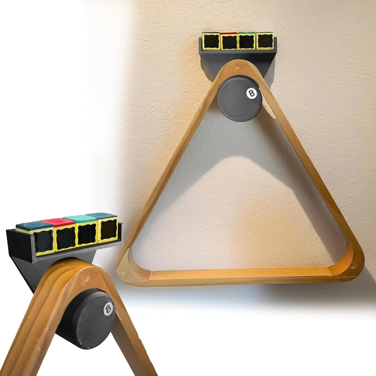 Pool Rack Wall Mount, Pool Triangle Holder for Pool Chalk and Triangle Rack, Billiard Table Pool Rack Chalk Holder Accessory (No chalk included)