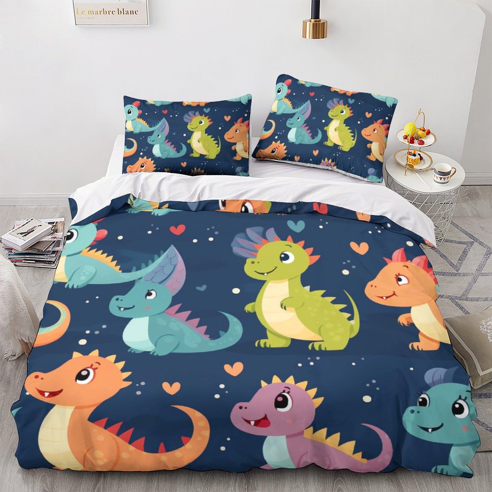 Housse de couette dragon 3D en microfibre respirante avec fermeture éclair pratique pour lit King