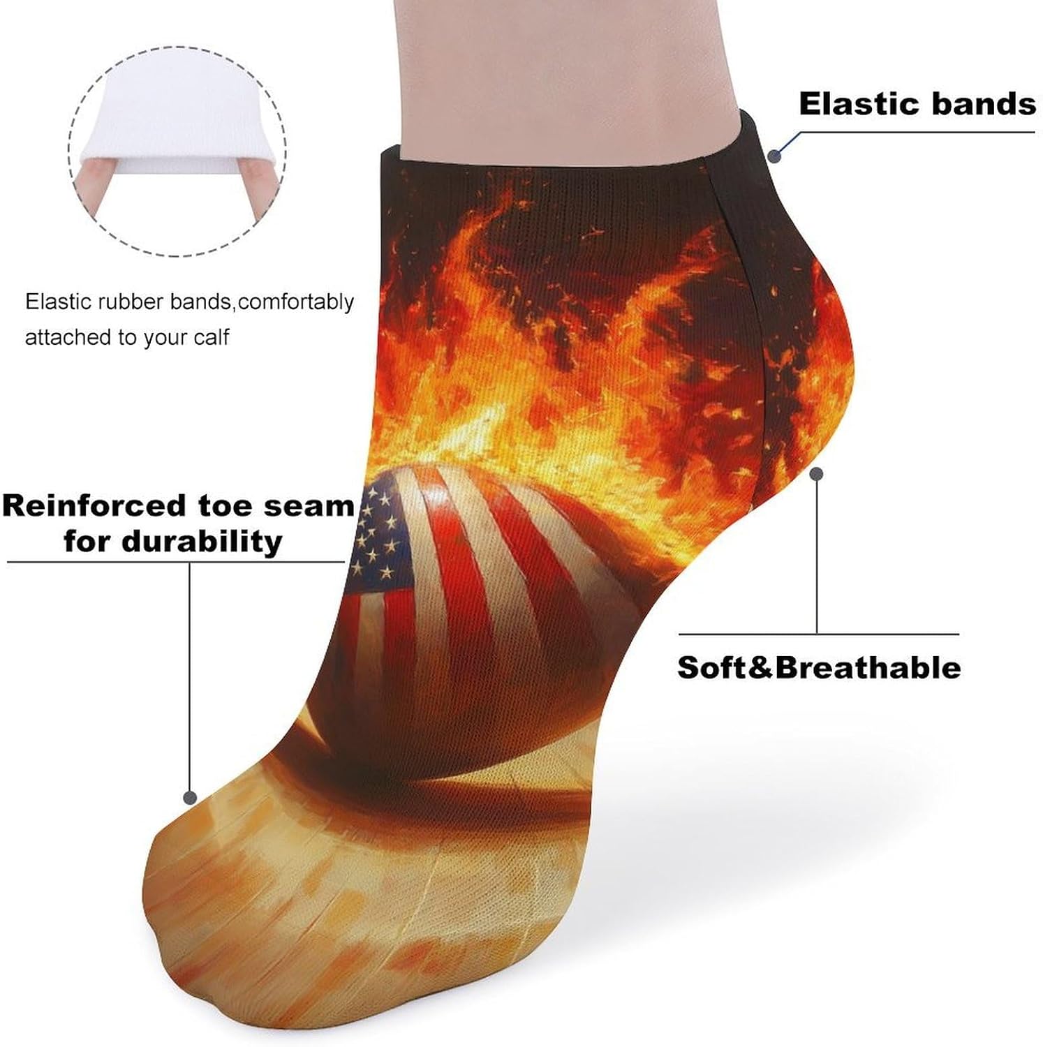 Bowling Flaming Ball 5 Pairs Ankle Socks Athletic Low Cut No Show Short Socks for Men Women