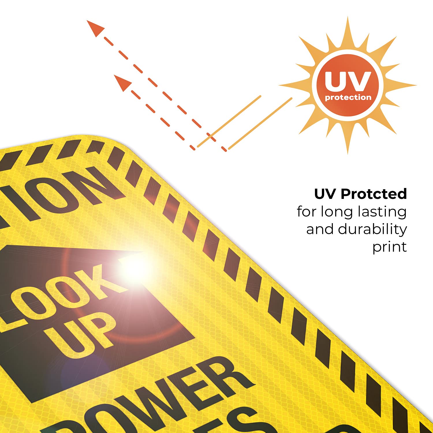 Power Lines Overhead Sign, 12x18 Inches, 3M EGP Reflective .063 Aluminum, Fade Resistant, Indoor/Outdoor Use, Made in USA
