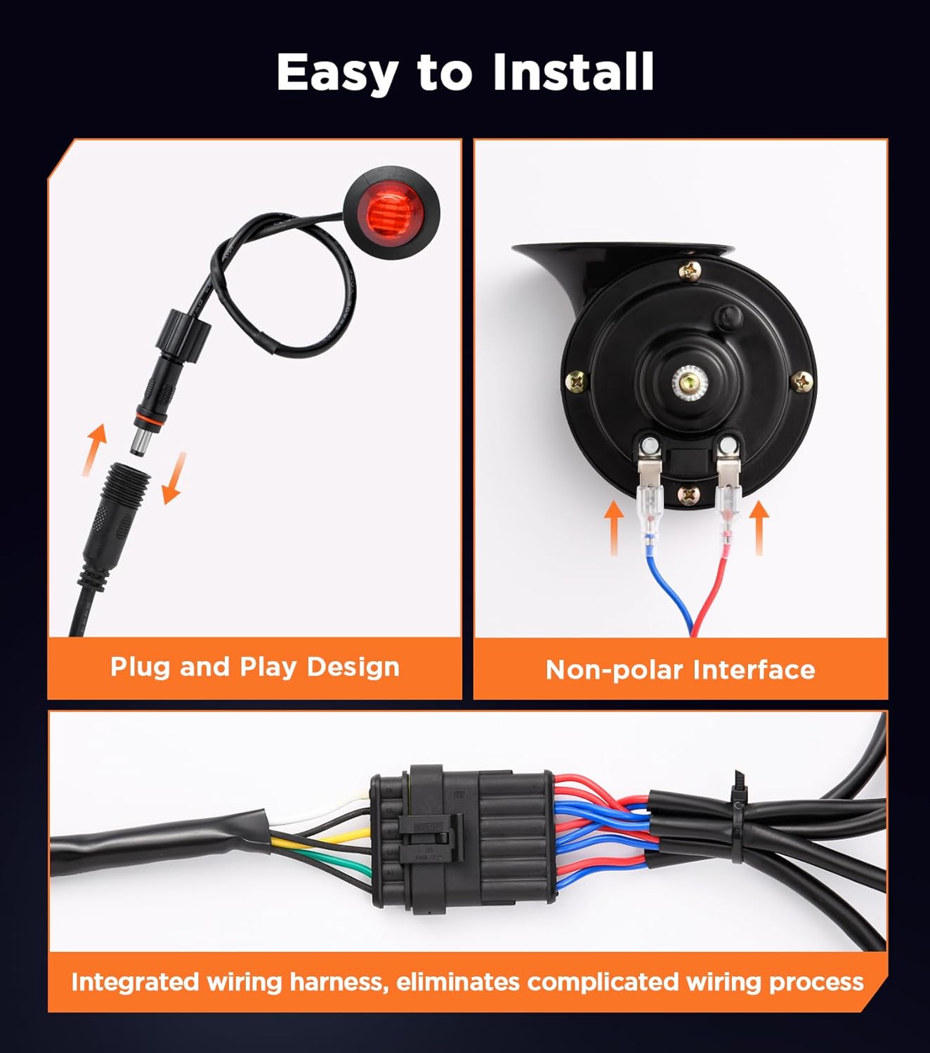 UTV ATV Turn Signal Kit with 110D Horn [Pre-Wired] [Plug & Play] UTV Universal Street Legal Kit with Hazard light, Blinker Kit with Rocker Switch Compatible With Polaris RZR Can-Am CFMOTO