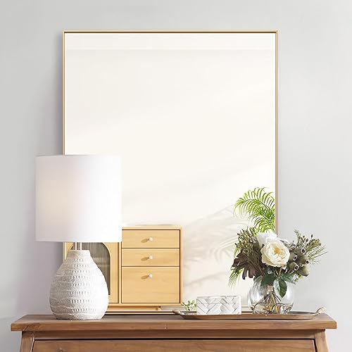 Miniatura 2 de Espejo de baño dorado naranja de 30 x 40 pulgadas para pared, espejo rectangular de tocador con marco de aluminio, moderno grande para dormitorio,