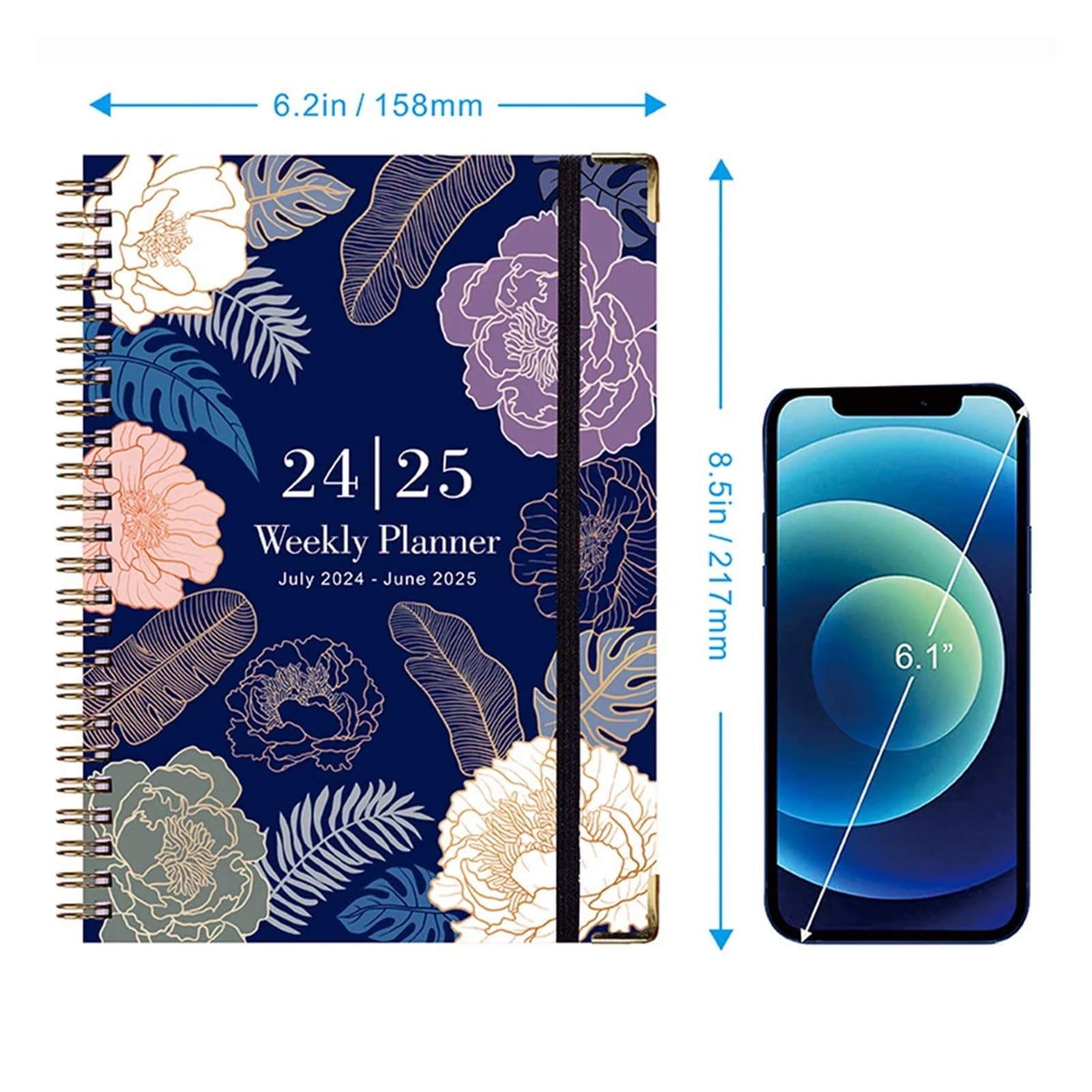 Inspirierendes Notizbuch 2 stücke 71 blätter Floral Monatliche Wöchentlich Planer Agenda A5 Notebook Planer Kalender Zeitpläne Schreibwaren Schule Bürobedarf(B09)
