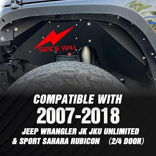 Miniatura 2 de YZONA Lightning Logo - Forros para guardabarros interiores delanteros y traseros compatibles con Jeep Wrangler JK y JKU Unlimited Sport Sahara
