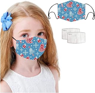 PENATE 1Pcs Kids Cool Mouth C-Over Christmas Printed Facemasks Washable and Reusable Face Bandanas +2PC Filters
