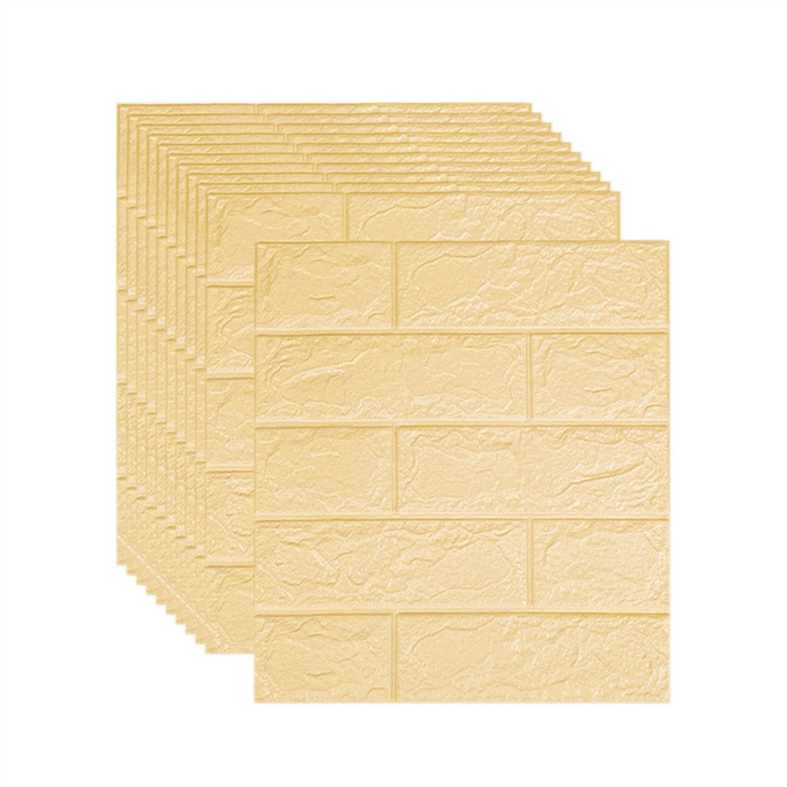 3D Wall Panels Peel and Stick Foam 3D Brick Wallpaper Faux Stone Wall Panel Self-Adhesive Wallpaper for Interior Wall Decor - 20pack (Color : Beige, Size : 5mm-[35x38cm])