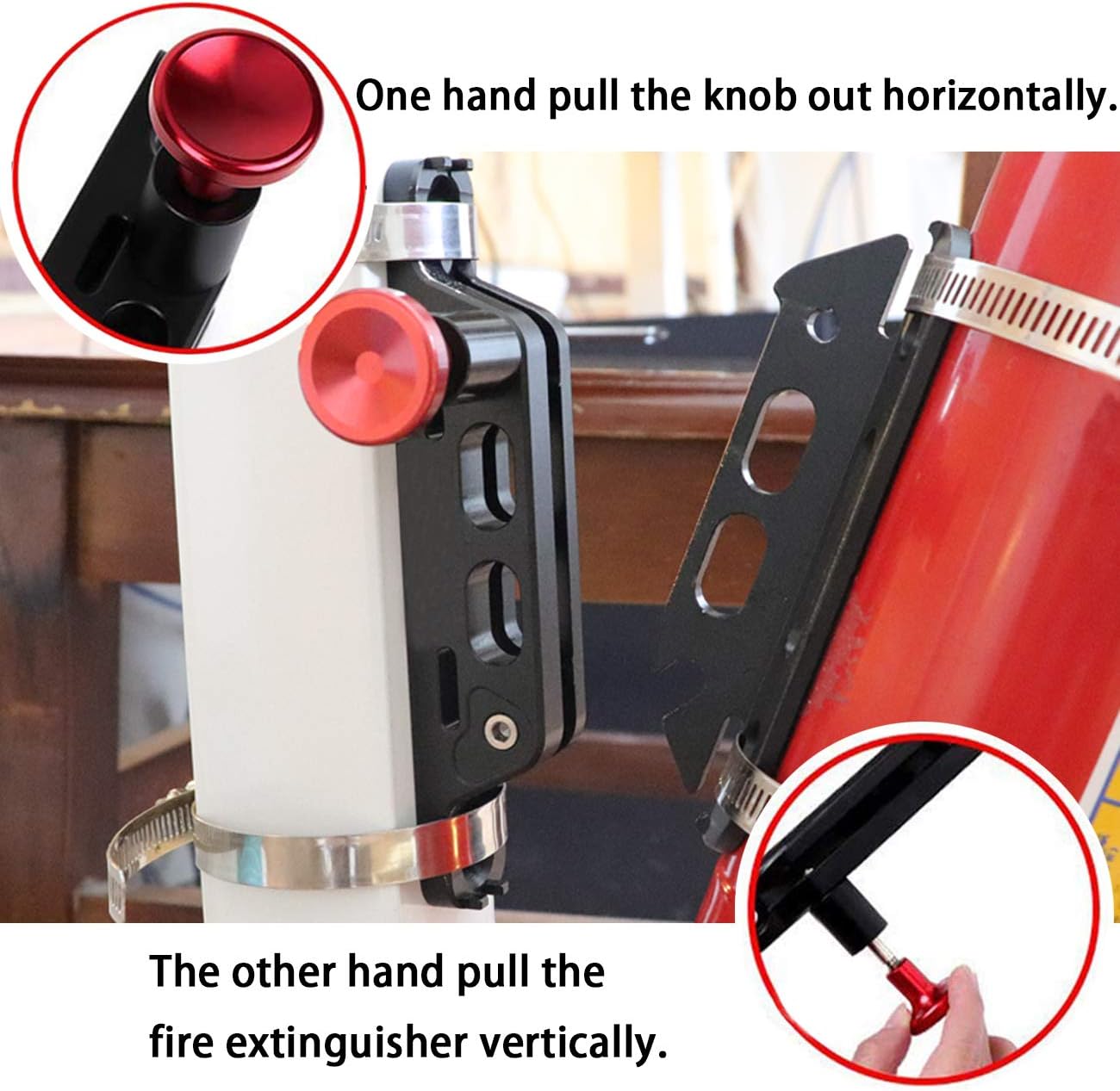 AUFER Quick Release Aluminum Roll Bar Fire Extinguisher Mount Holder Compatible with for Jeep Wrangler Gladiator Bronco UTV Polaris RZR Can-Am (Support 1-10Lb Extinguishers),8 Mounting Clamps