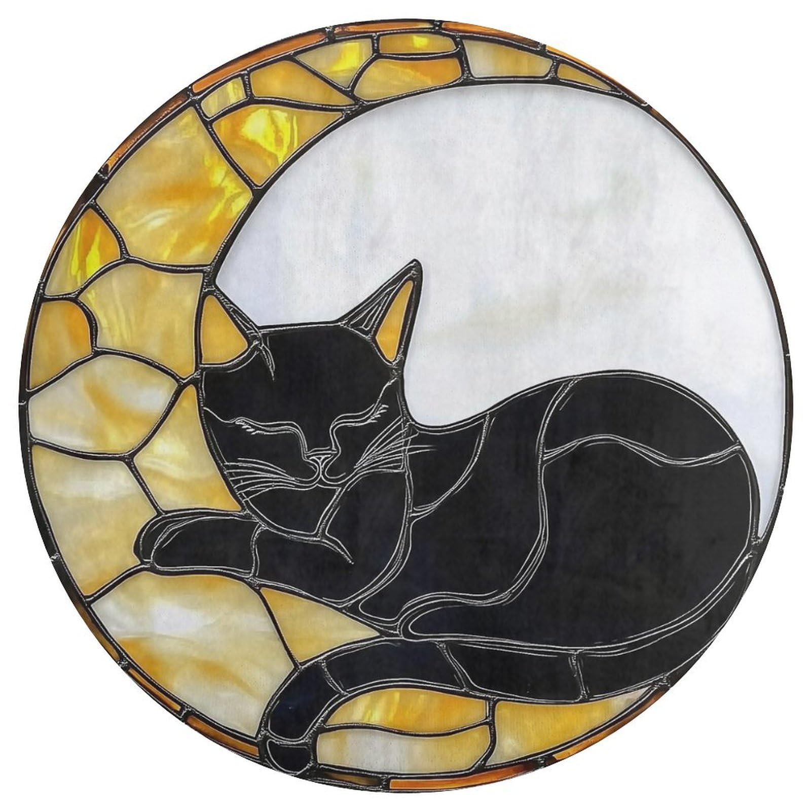 Tapis chat sur la lune noir 90 cm pour créer un coin lecture cosy