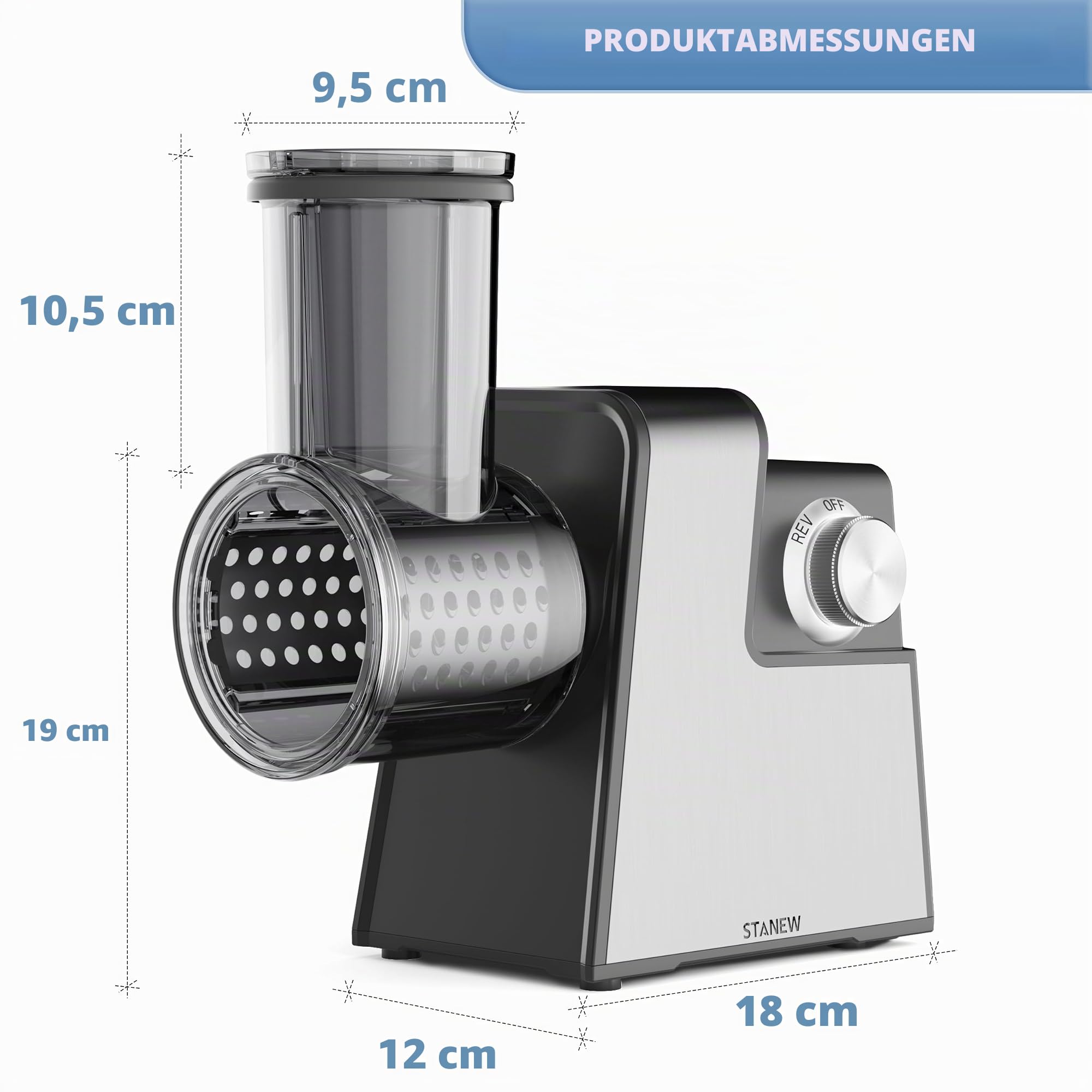 Elektrischer Fleischwolf, 2500 W, STANEW professionell, 5 rostfreie Klingen, multifunktional, Reibe, komplettes Zubehör, kompaktes Design für hausgemachte Zubereitungen
