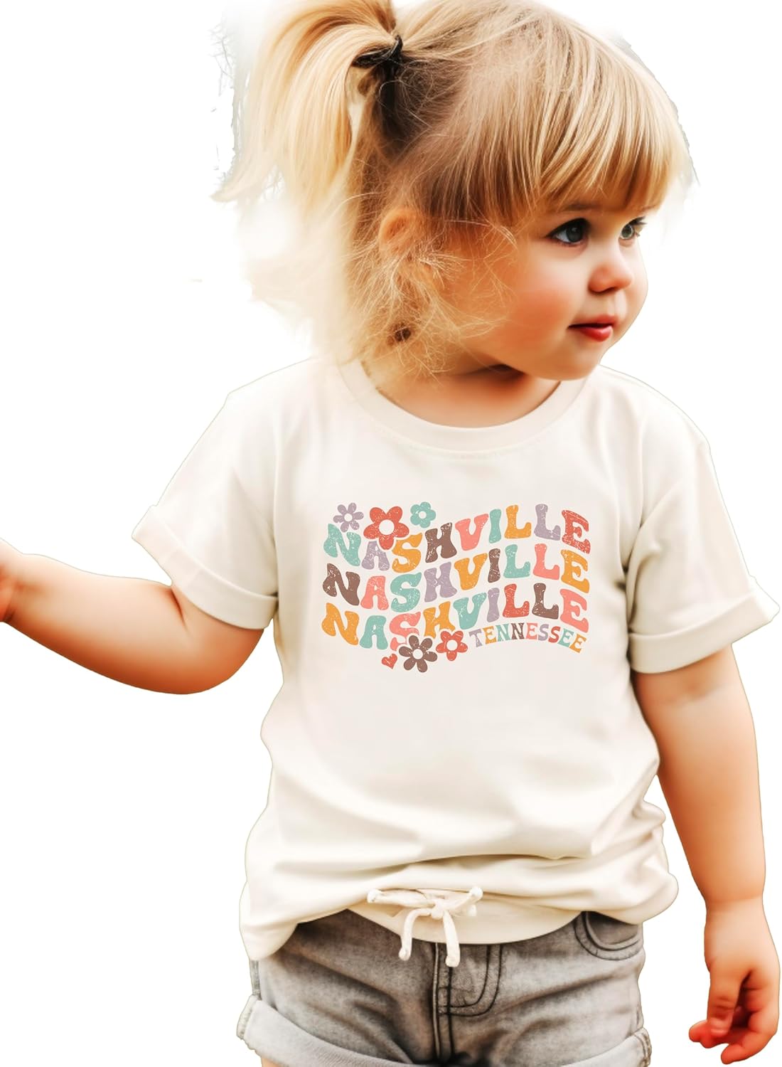 Nashville Tennessee Shirt for Women, Teens & Kids Groovy Colorful Sports Graphic Tee