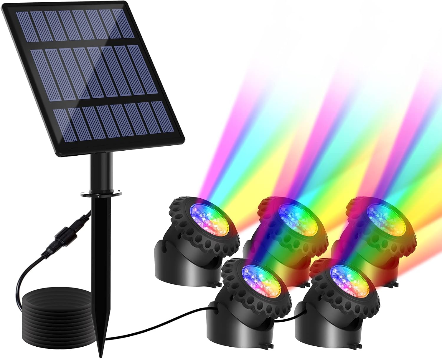 TSUN Solar Pond Lights,5IN1 RGB LED Landscape Spotlights