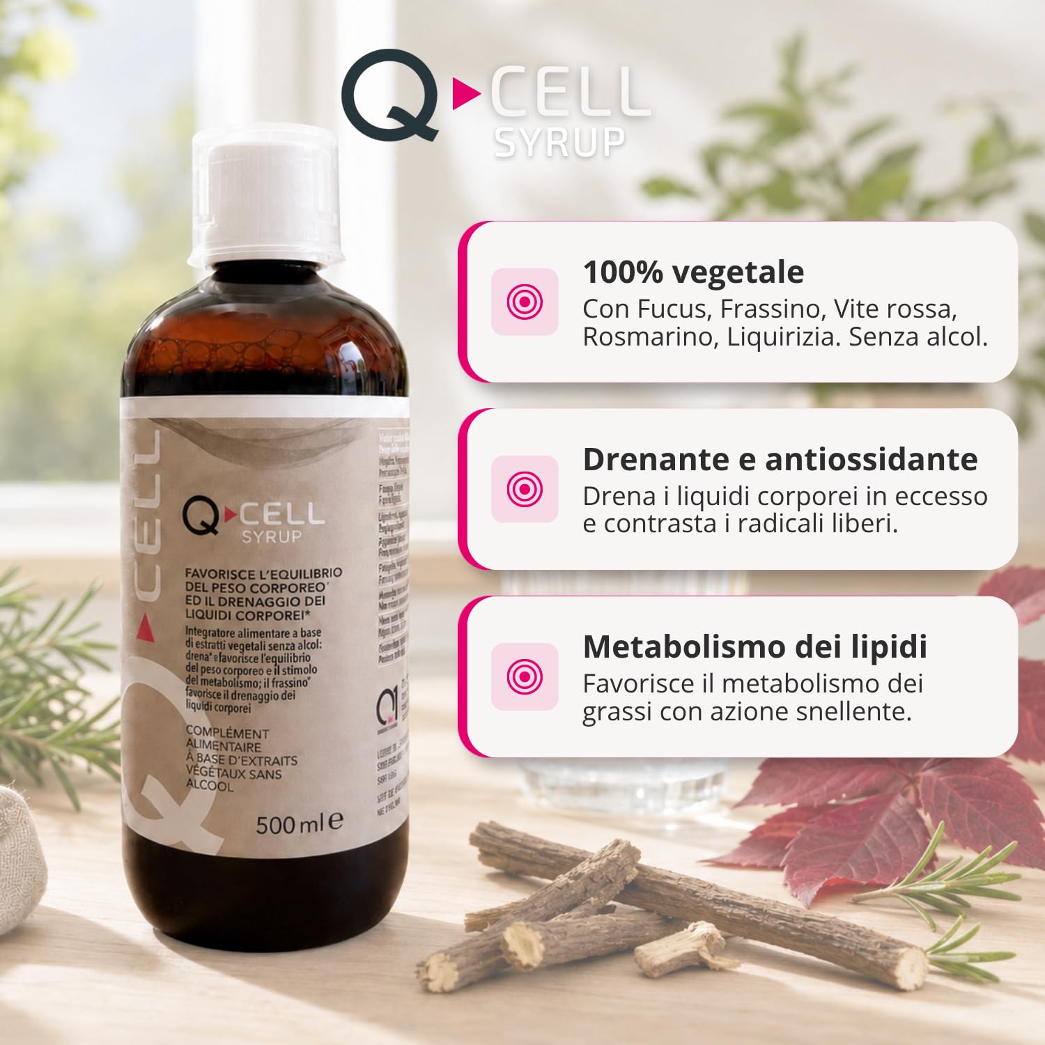 Q1, Q-Cell, Kit Anticellulite Crema Snellente 200 ml + Tisana Drenante 500 ml, Trattamento Snellente Corpo Completo per Cosce, Glutei, Braccia e Pancia, Azione Rassodante, Drenante e Tonificante