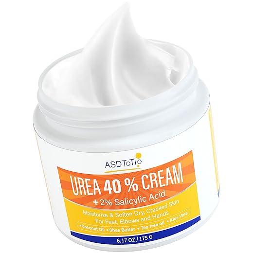 ASDToTio Creme De Ureia 40% - Cuidados Com Os Pés Para Calcanhares Secos E Rachados, Loção Para Os Pés - Com 2% De Ácido Salicílico, Óleo Da Árvore Do Chá, Manteiga De Karité, Aloe Vera - Para Pés,