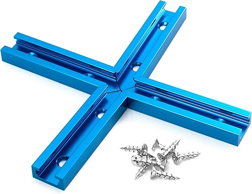 POWERTEC 71209V Kit de intersección de pista en T de 3 pulgadas con agujeros de montaje preperforados y tornillos de madera, para pista en T