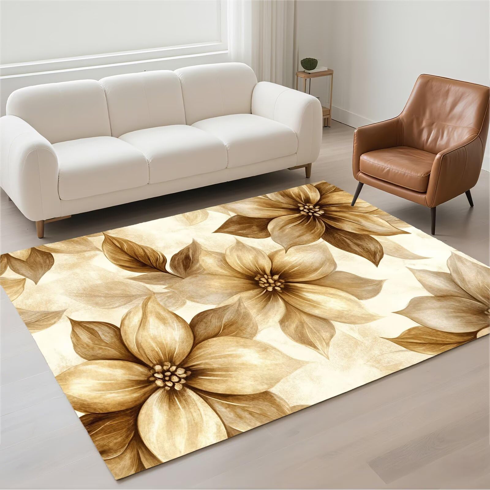 Tapis salon lavable 120x180cm beige pour sécuriser une entrée