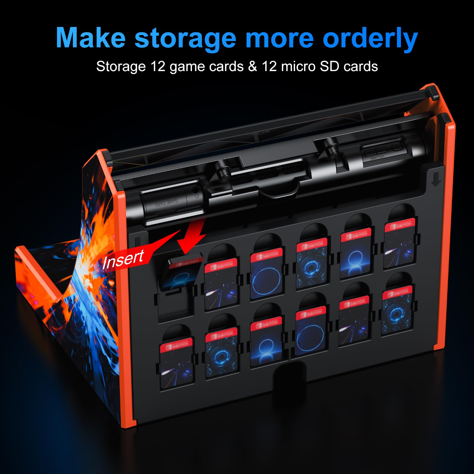 Retro Arcade Machine for Switch/OLED/Switch 2, Portable Arcade Cabinet with Joystick & Turbo Function, 12 Game Card Slots, Plug & Play Table Console Stand, Include a Screen-Casting Cable