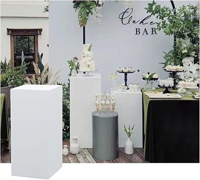 Pedestal Stand, Cube Display Risers, Weddings Parties Pillars, Rectangle Sculpture Display Stand, Dessert Table Decorative Base Platform Color White, Size 60x60x20cm