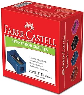 Apontador Simples 4 Cores Sortidas 50 Unidades, Faber-Castell
