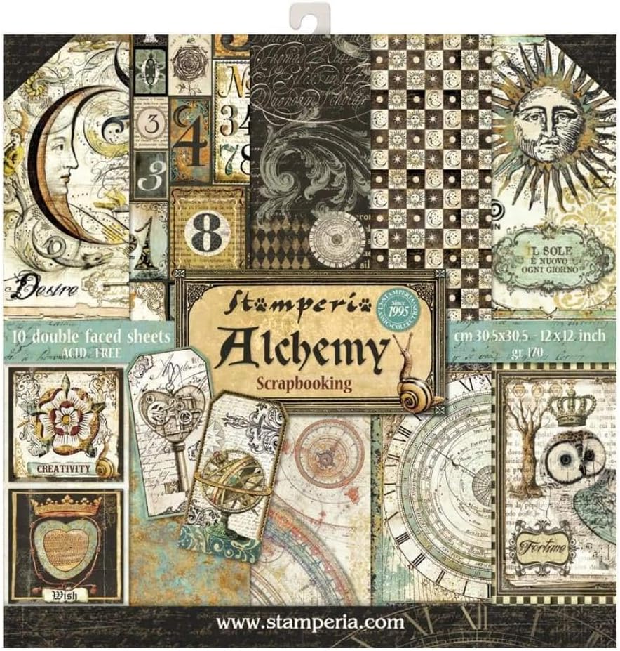 Stamperia Double-Sided Paper Pad 12"x12" 10/pkg-Alchemy, 10 Designs/1 Each