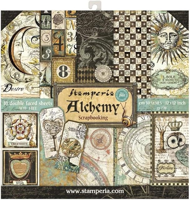 Stamperia International KFT Scrapbooking Pad-Alchemy, Paper, Multicoloured, 30.5 x 30.5 (12" x 12")
