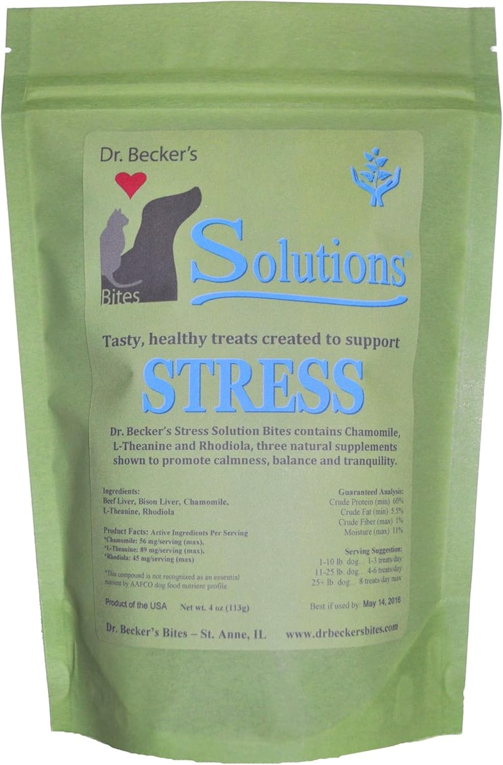 Dr Becker's Stress/Calming Solution Bites Treats - Natural Supplement for Dogs