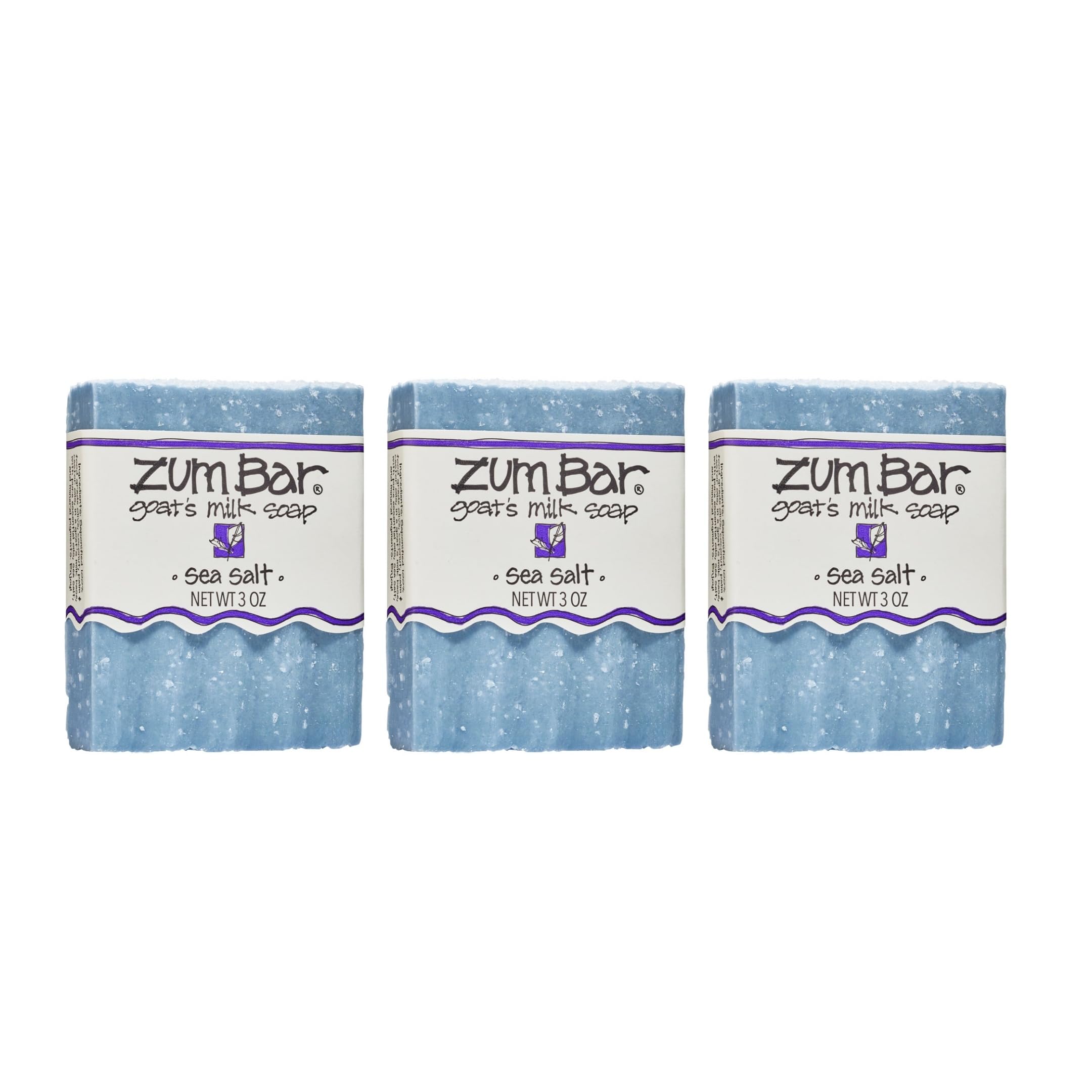 Indigo Wild Zum Goat's Milk Soap Bar - Bar Soap for Hands & Body Made with Essential Oils - 3 oz - Sea Salt (3 Pack)
