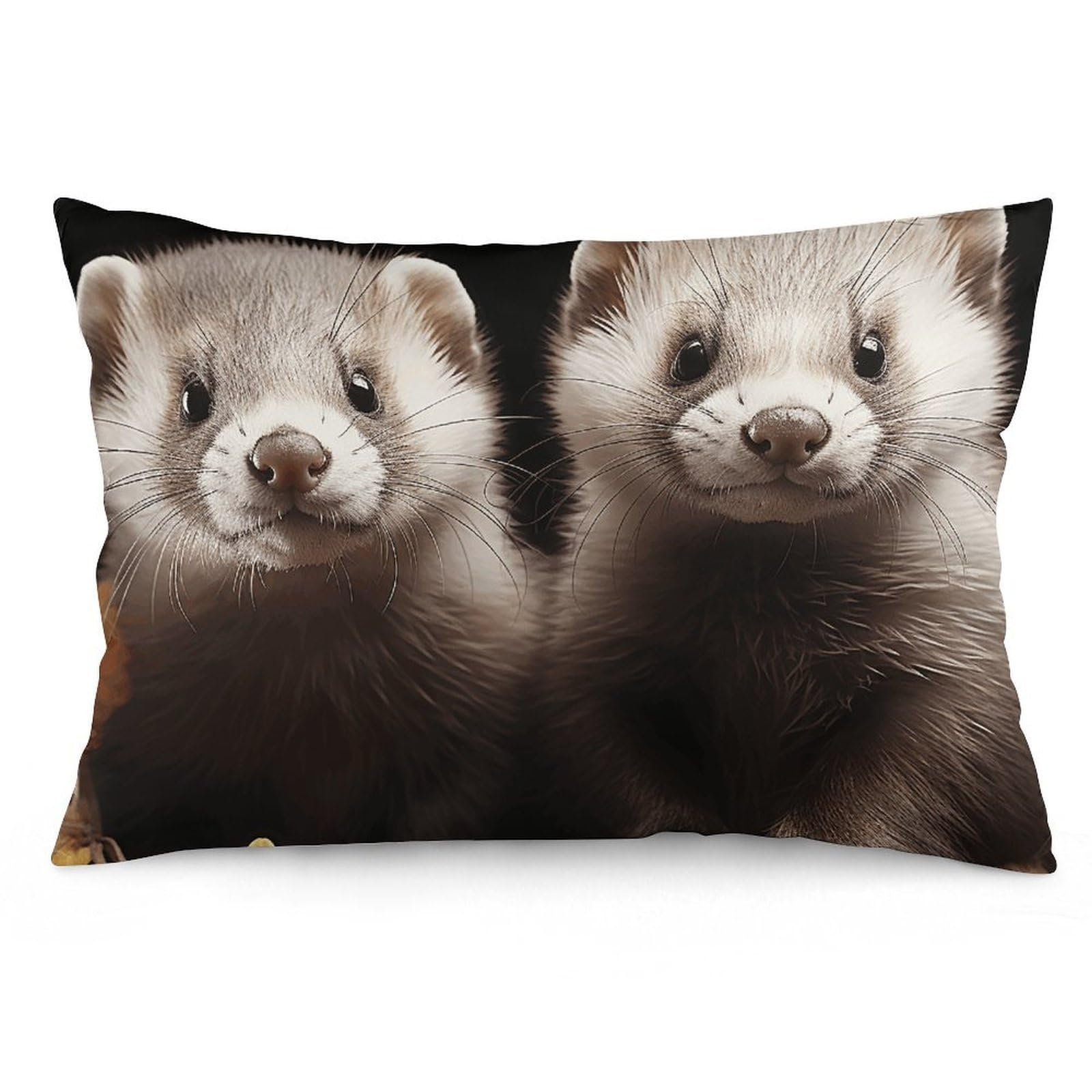 2 Pack Pillow Cases for Hair and Skin, Soft Breathable Pillow Case Covers with Hidden Zipper, Ferrets Pillowcase 16 "x24 Pillow Covers for Sleeping Gift