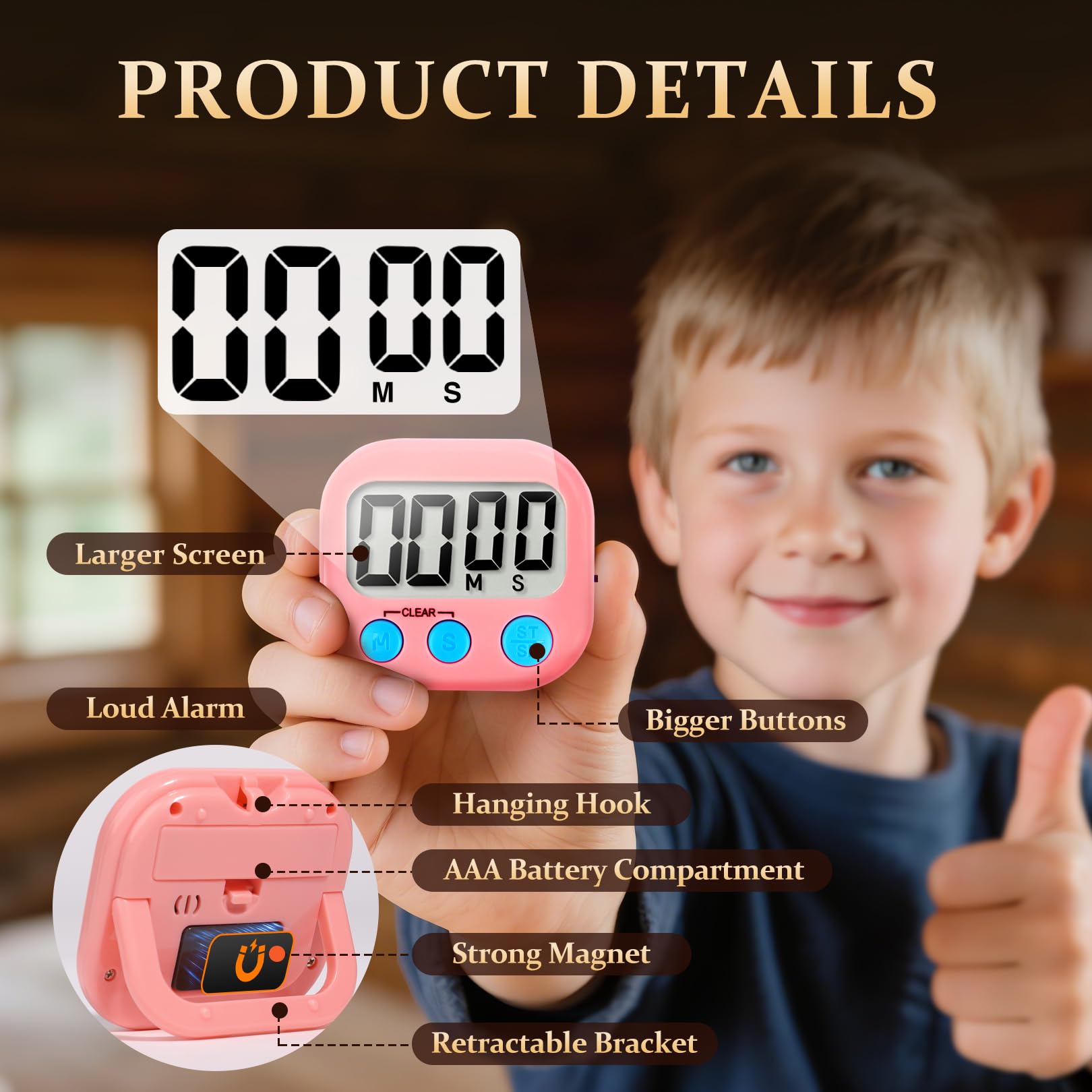 Paquete de 24 temporizadores digitales de cocina, pequeños temporizadores de aula para niños y profesores (azul y rosa)