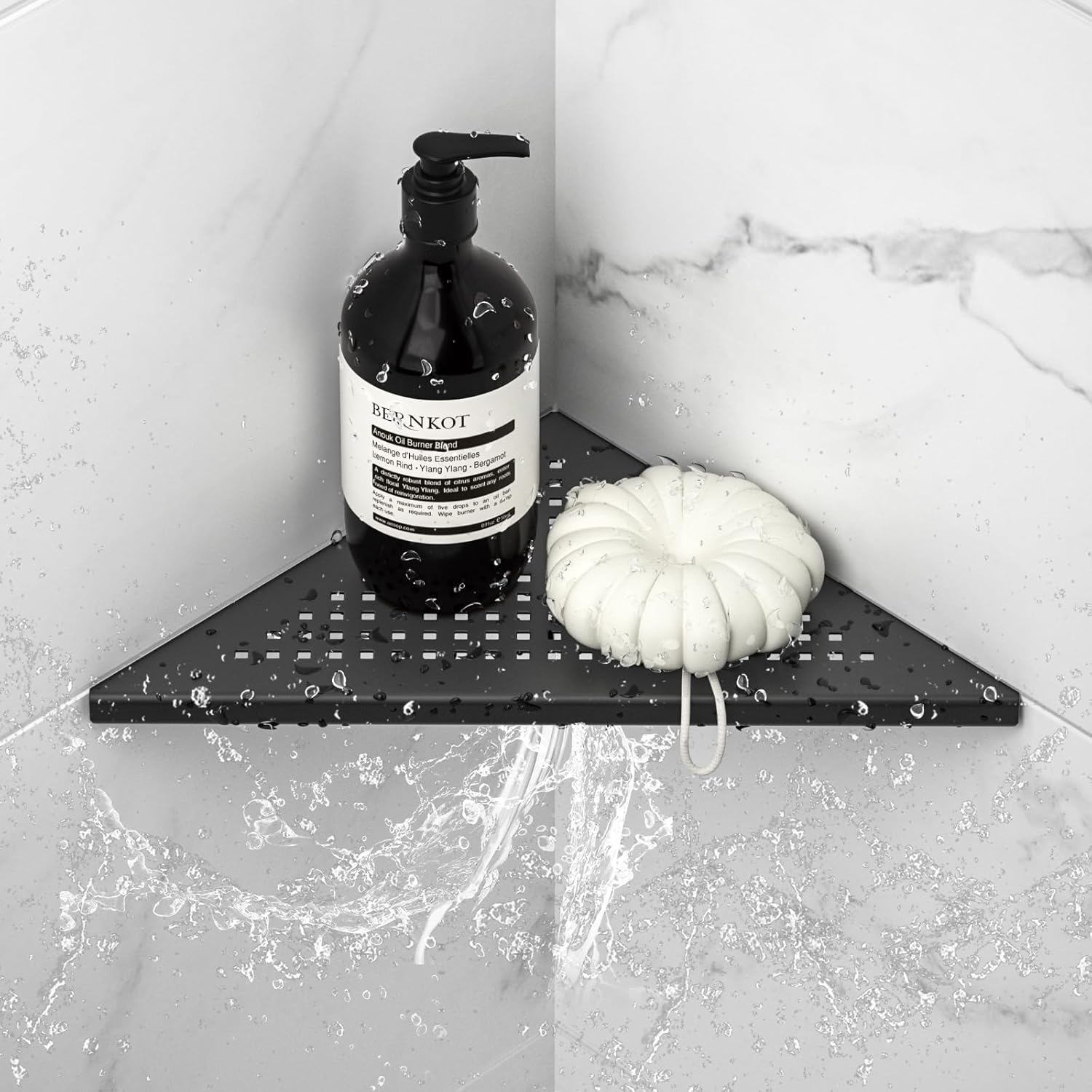 Corner Shower Shelf, 10" Matte Black 304 Stainless Steel Grout in Shelf Rack for for Tiled Wall, Recessed Bathroom Shelf
