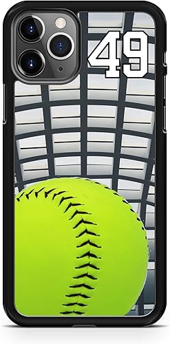 Softball iPhone 12 Mini Case Fits iPhone 12 Mini Create Your Own Design Cell iPhone Softball Case with Any Jersey Number 49 Name in Black Rubber