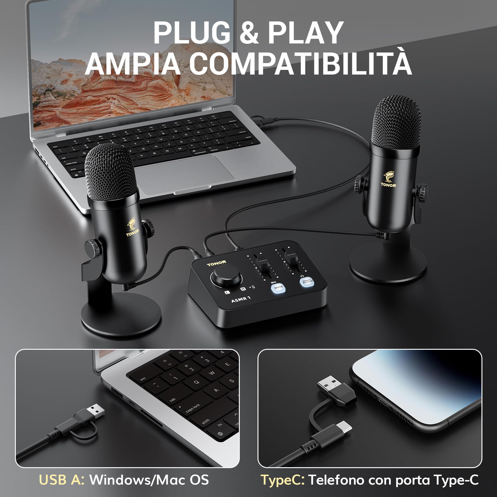 ASMR配信用セット 3D Sound Record&スタンド みお TONOR ASMR Microphone Equipment Bundle with Audio Interface