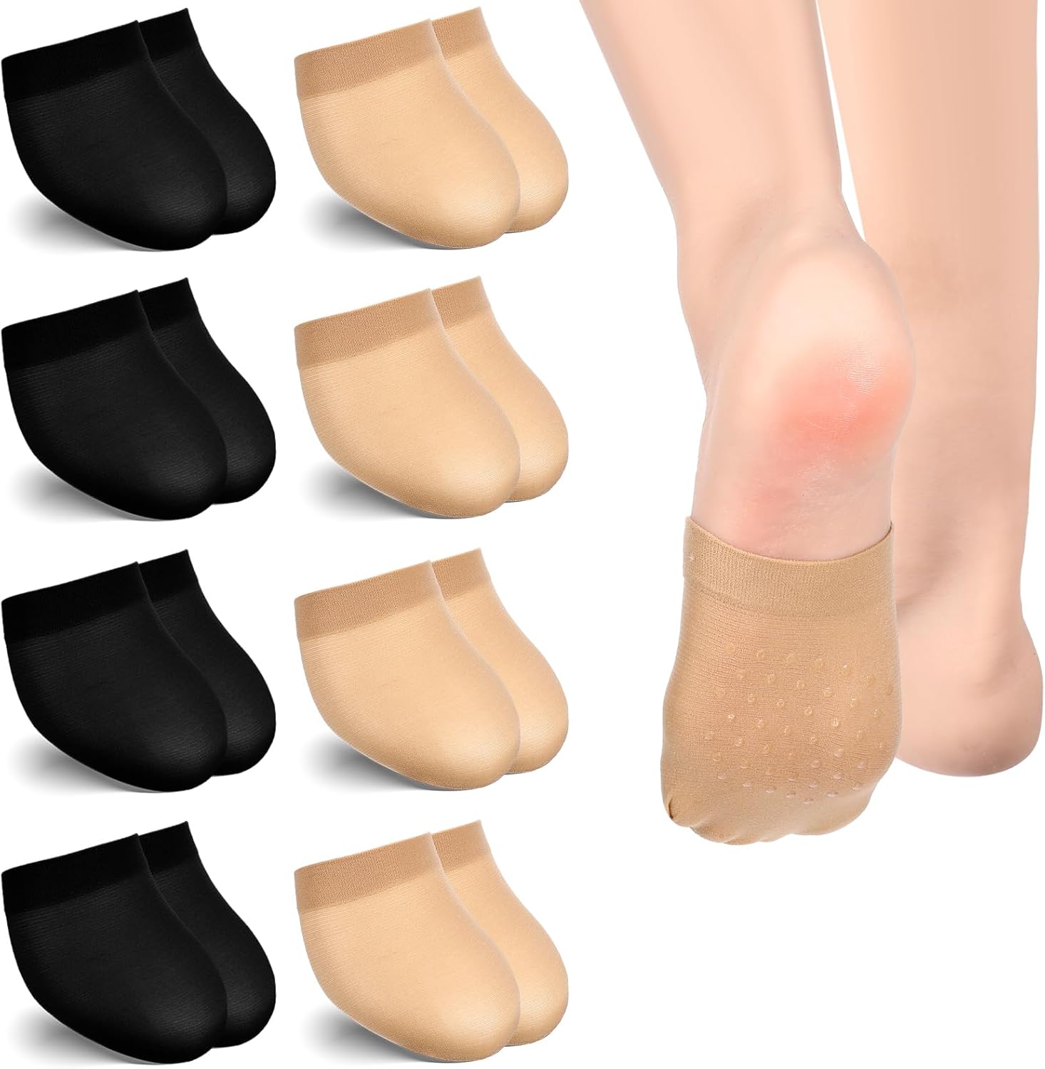 Sibba Toe Socks Womens for Mules Breathable Mule Socks Half Sock Toe Topper Covers 8 Pairs No Show Invisible Non-slip Liners Sock for Clogs Comfortable Seamless Grip Non Slip ToesCover Half ToesCovers - Image 2