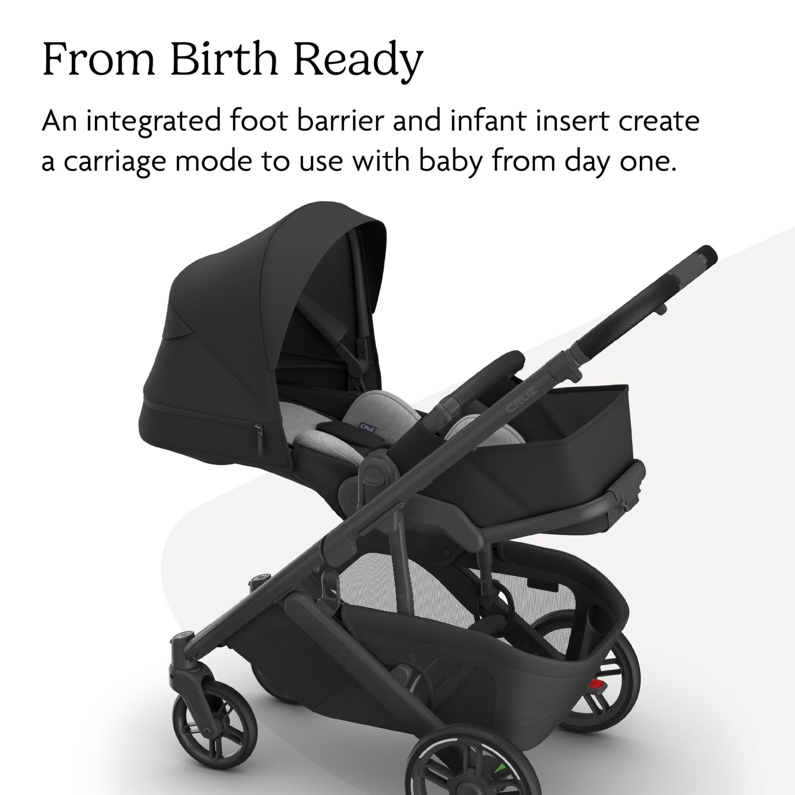 UPPAbaby Cruz V3 Stroller - from Birth + Car Seat Compatible - Full-Size, Reversible Seat - Infant Insert, Bug and Rain Shields Included - Jake (Charcoal/Carbon Frame/Black Leather) - 4