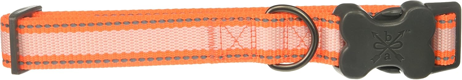 Bow & Arrow Glow in The Dark Dog Collar with Reflective Stitching, Neon Orange, Large