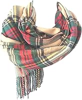 Vista 14 de NY GOLDEN FASHION Bufanda de invierno de gran tamaño para mujer, diseño de tartán escocés, a cuadros, con tacto de cachemira rojo (Red Tartan)