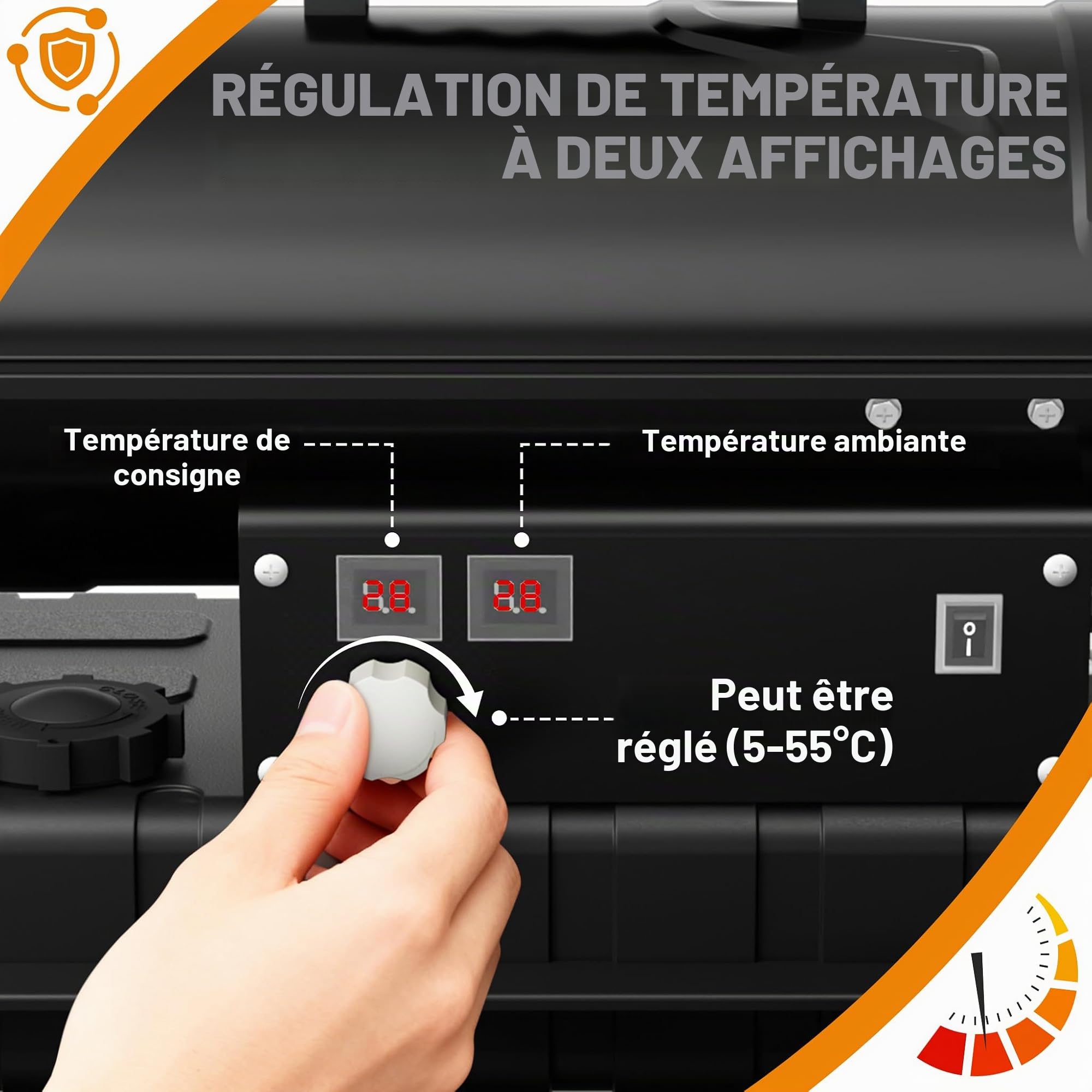 FIVMEN Canon de chauffage diesel 30 kW avec thermostat Chauffage à huile Chauffage souffleur à huile 22 l Débit d'air 720 m³/h Chauffage à huile Chauffage de chantier Canon diesel avec ventilateur