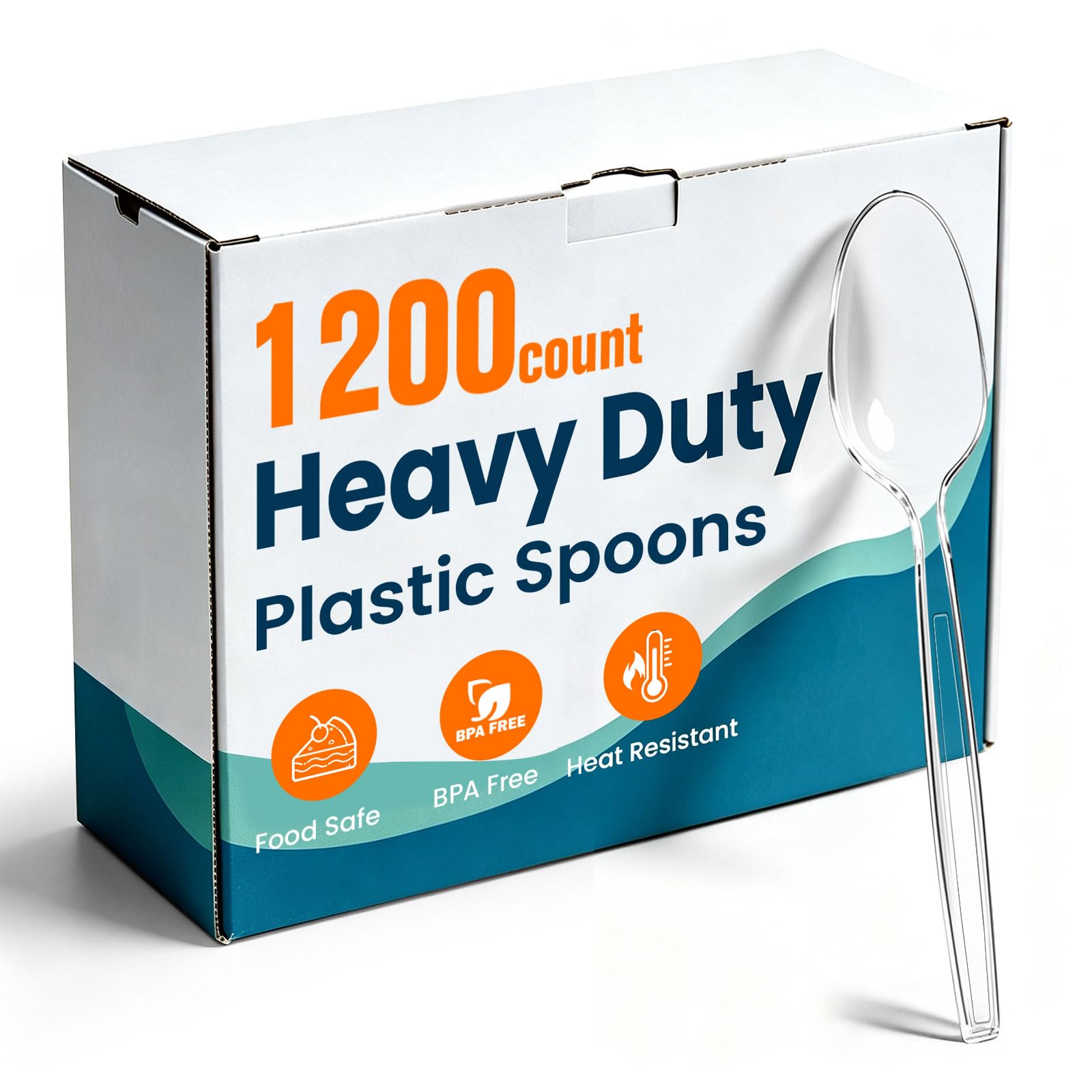 1200 Count Clear Plastic Spoons Disposable, Heavy Duty Spoons Silverware