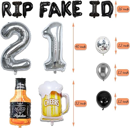 Miniatura 4 de Decoraciones de cumpleaños 21 para él - Decoración de cumpleaños 21 en negro y plata para ella con pancarta de 21 años de felicitación, cortinas,