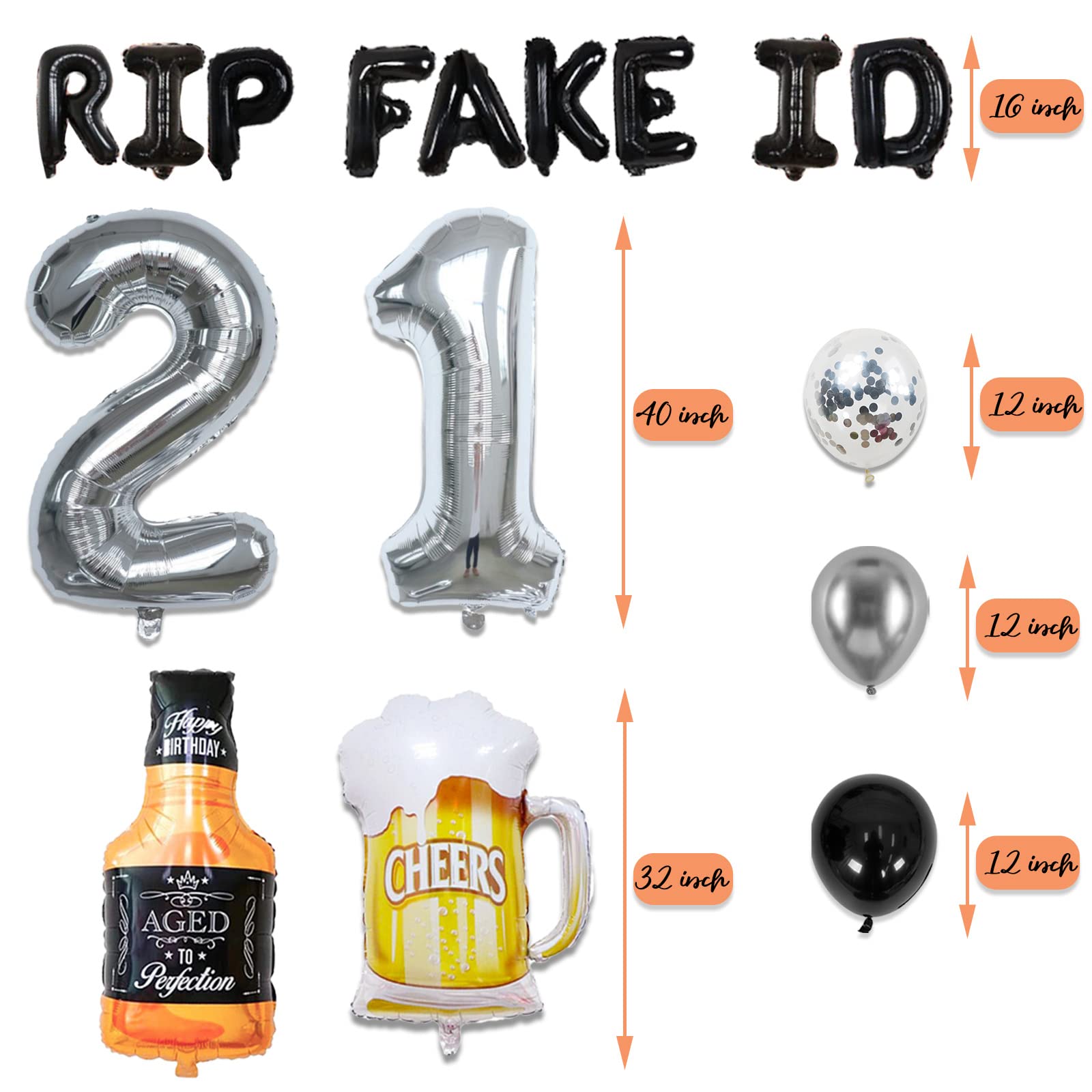 DPKOW Décoration De 21e Anniversaire Noir Et Doré Pour Homme Et